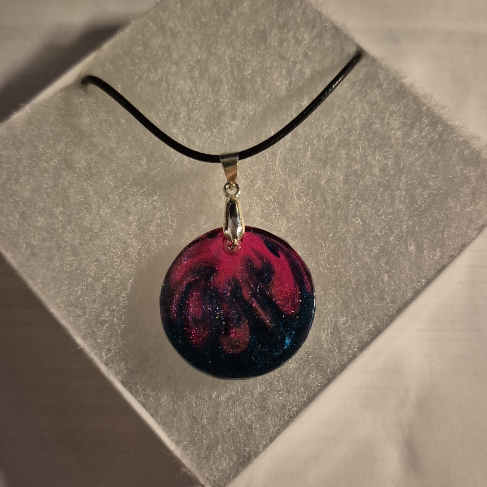 Artistic Pink and Blue Swirl Necklace